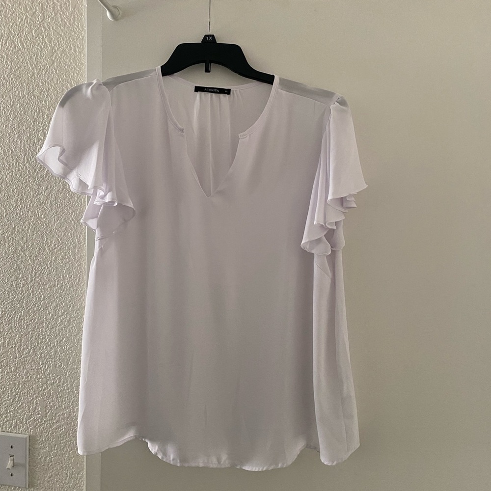 White Ruffled Sleeve Blouse